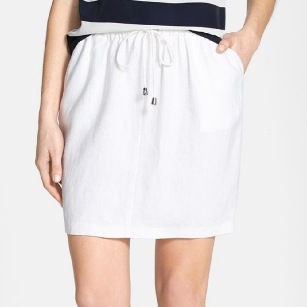 Vince Camuto 100% linen drawstring skirt size small SM